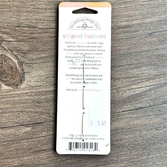 NEW Vintage Y2K Doodlebug Tropical Striped Buttons Set of 4 Green Pink Orange - Picture 4 of 4